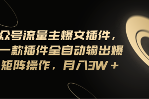 （11430期）Ai公众号流量主爆文插件，只需一款插件全自动输出爆文，矩阵操作，月入3w+