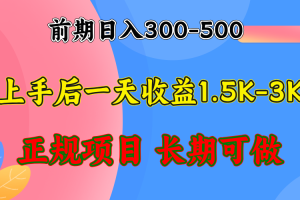（12975期）前期收益300-500左右.熟悉后日收益1500-3000+，稳定项目，全年可做
