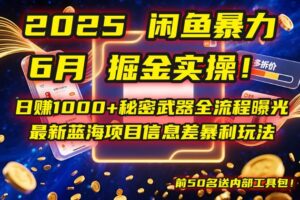 （14964期）2025闲鱼暴力掘金实操！日赚1000+秘密武器全流程曝光，最新蓝海项目信…