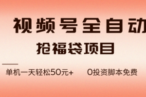 (17002期)视频号全自动抢福袋,一天单机轻松50元+,零成本脚本代替人工去跑
